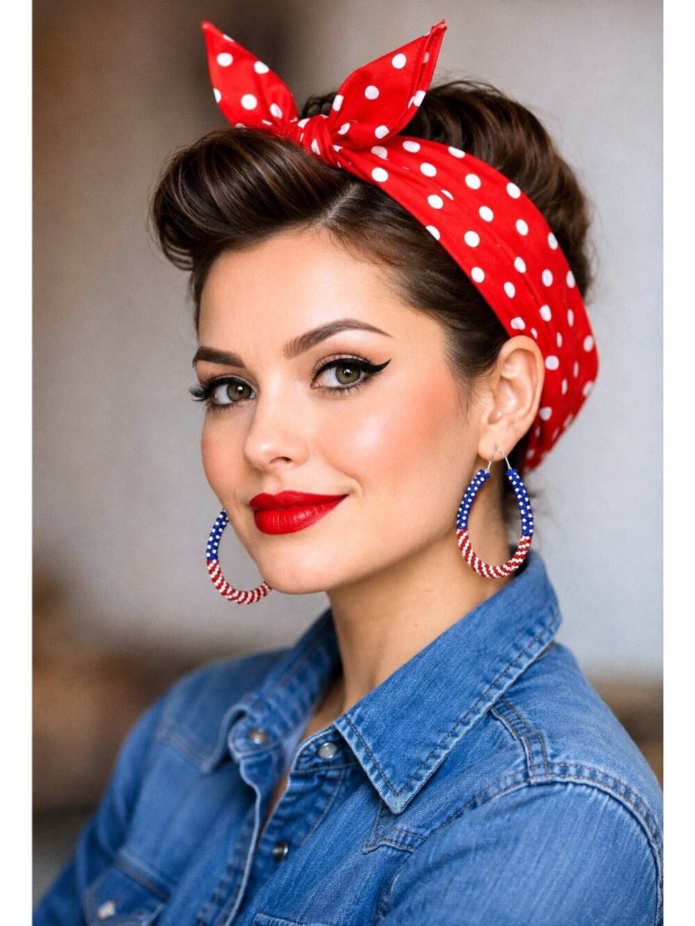 Patriotic Seed Bead Hoop Earrings | Red White & Blue Boho Americana | Pierced